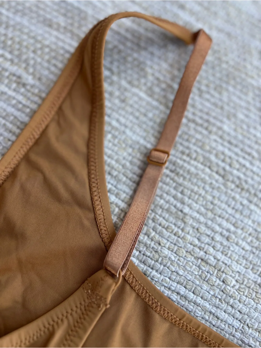 Skims Recycled Swim Scoop Neck One-Piece Suit Tan Brown Size S